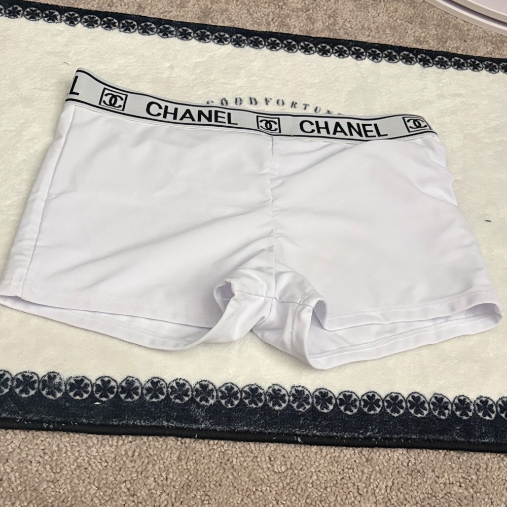White Logo swim Waistband Shorts